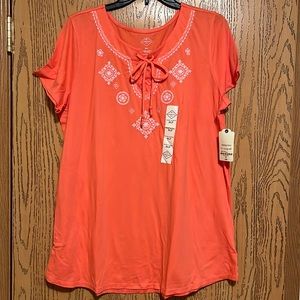 St John’s Bay Short Sleeve Tie Front Top